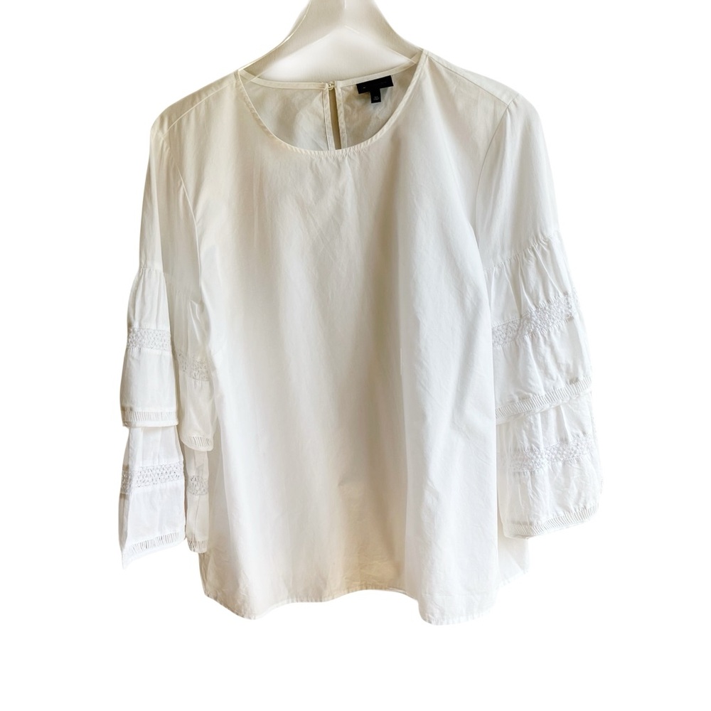 Who What Wear Cotton Bell Sleeves Ruffles Blouse Size XL White Eyelet Cotton Top
